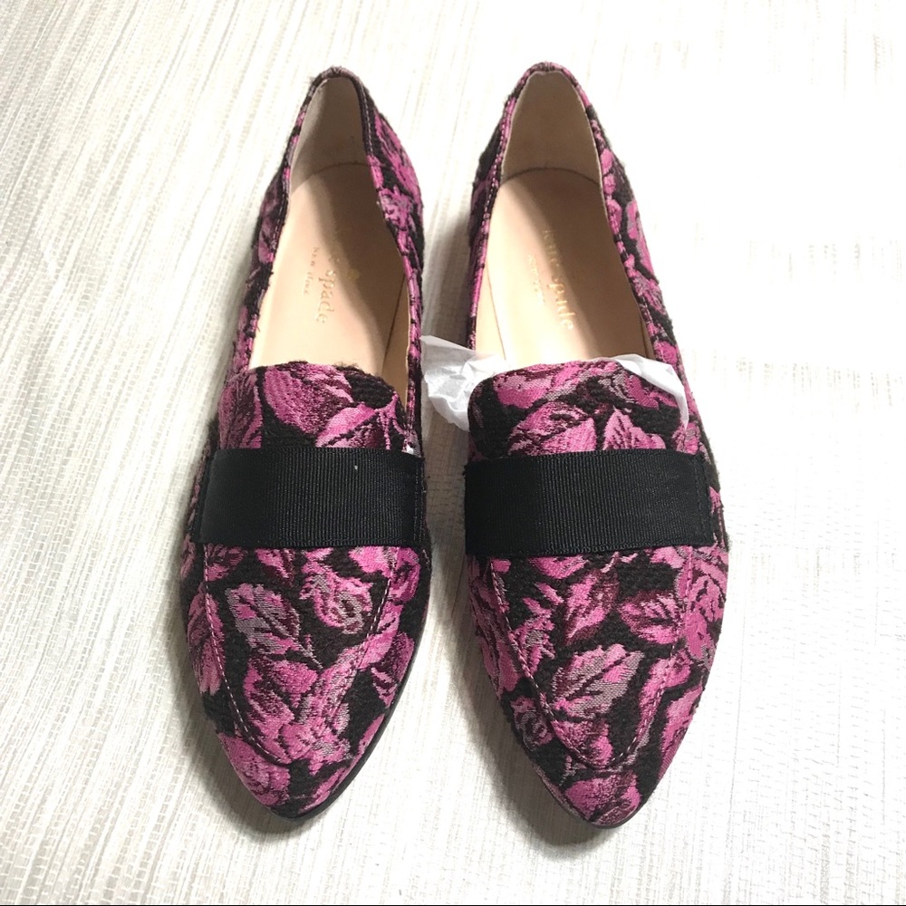 Kate Spade Pink Black Corina Floral Loafers flat - Picture 4 of 5